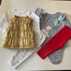 Girls Puffer Vest Jacket - 5 pieces - 2 outfits Girls Size 12M  Winter